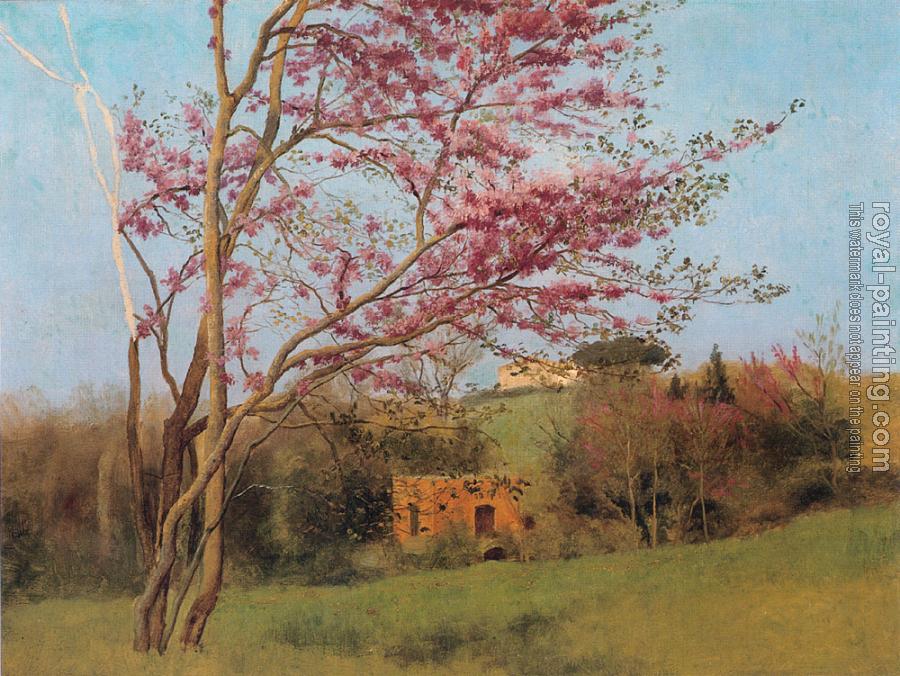 John William Godward : Landscape, Blossoming Red Almond